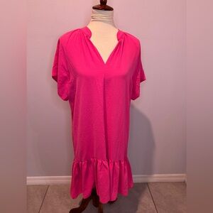 Ivy Jane Flutter & Flounce Bright Pink Women's Tunic Top